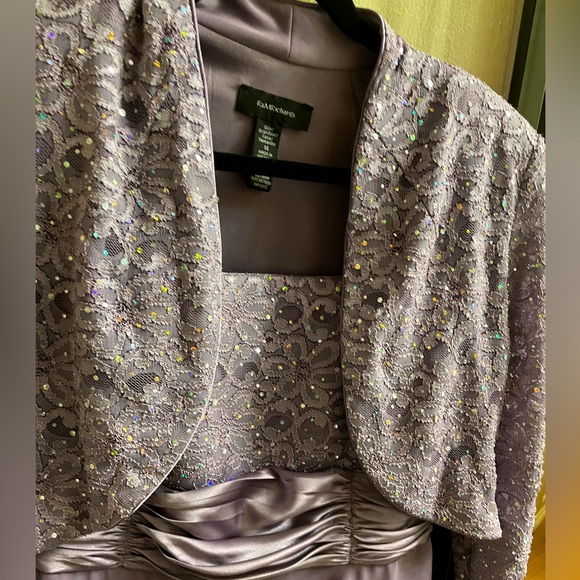 R & M Richard’s Size 14 Two Piece Lilac dress and short jacket with sequins. - Picture 2 of 15